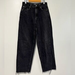 Garage Denim Ample Baggy Jeans Black Raw Hem Size 7 (28)